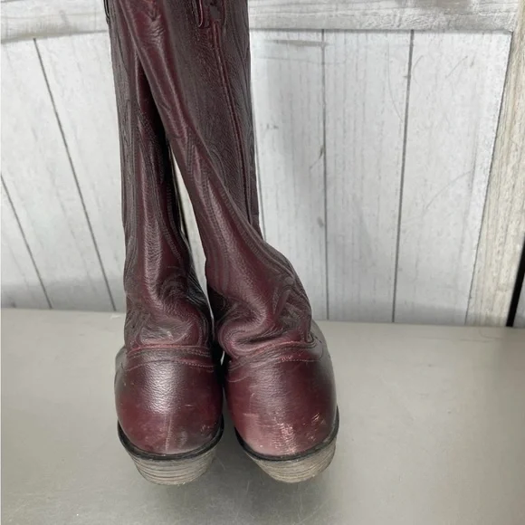 VTG Dan Post Burgundy Leather Cowboy Western Boots Men’s Size 8.5 - Picture 4 of 7